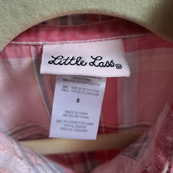 Little Lass Pink and White Plaid Dress - Picture 3 of 3